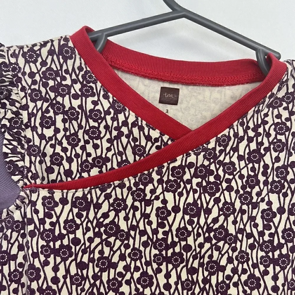 Tea purple and cream knit dress long sleeve E UC size 3